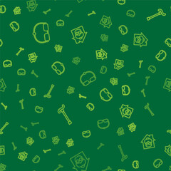 Set line Eyeglasses, Walking stick cane and Nursing home on seamless pattern. Vector