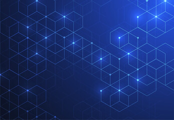 Abstract technology lines and dots connection background. Geometric design. Vector illustration