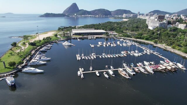Rio de Janeiro Brazil. Panoramic view of downtown Rio de Janeiro Brazil. Tourism landmark of Rio de Janeiro Brazil. Coast overview of downtown city Rio Brazil.