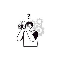 Business Concept illustrations. The concept of the search, Searching for opportunities, solutions, new business ideas. Perfect for web design, banner, mobile app, landing page, vector flat design.