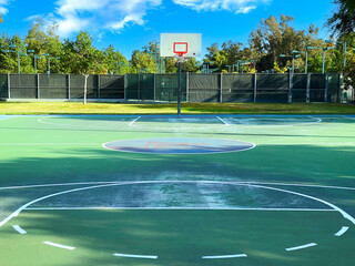 basketball court public sports park playground playing tennis empty courts hoops play community...