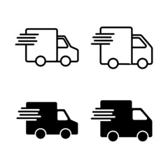 Delivery truck icons vector. Delivery truck sign and symbol. Shipping fast delivery icon