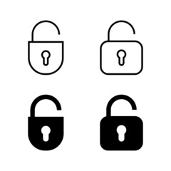 Unlock icons vector. Unlock sign and symbol. unlocked padlock icon