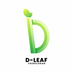 letter d leaf gradient logo design