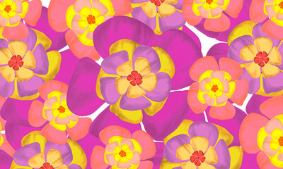 colorful tropical flower  watercolor digital paint background