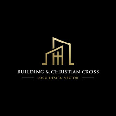 BUILDINGS AND CHRISTIAN CROSS LOGO DESIGN