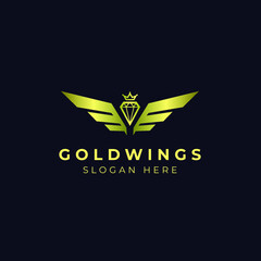 Elegant Gold Wings emblem badge Logo template