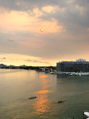 Fototapeta premium sunset over the river