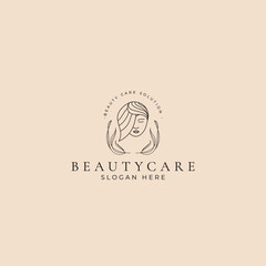 Beauty care women face minimalis simple logo template