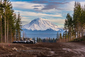 new roads being constructed in Tehaleh, Washington overlooking scenic Mt.Rain