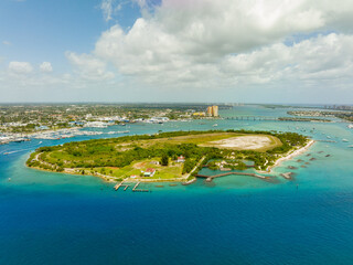 Aerial photo of Peanut Island West Palm Beach FL