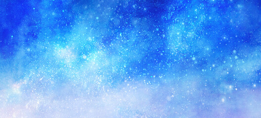 青色の星空の風景イラスト