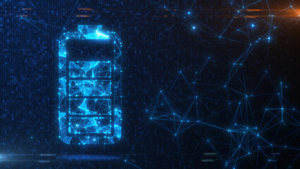 Battery power electrical energy supply of rechargeable green energy - illustration rendering