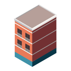 isometric building orange