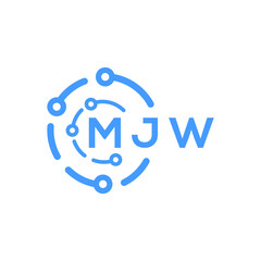 MJW technology letter logo design on white  background. MJW creative initials technology letter logo concept. MJW technology letter design.