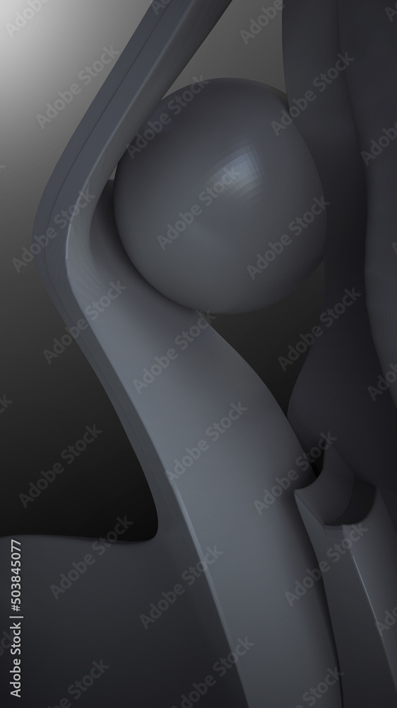 Poster 3d rendering of an abstract object on a beige background