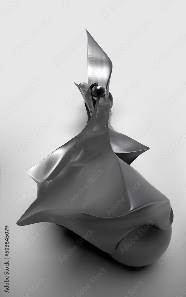 Poster 3d rendering of an abstract object on a gray background