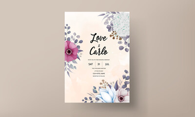 beautiful floral wedding invitation card template