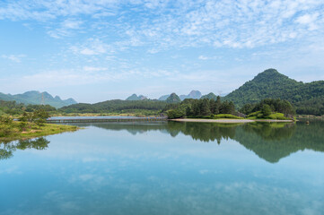 Beautiful lake and mountains natural scenery