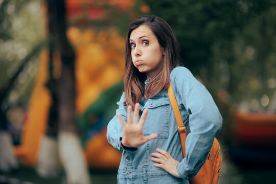 Woman Saying No Asking For Personal Space And Alone Time