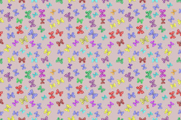 Seamless pattern with interesting doodles on colorfil background. Pano. Raster illustration.