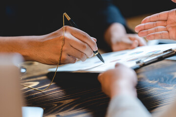 business approve and certificate concept, confirmation of business marketing document permit and...