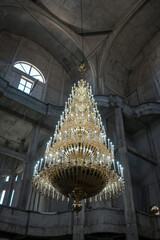 Vertical shot of a church chandelier