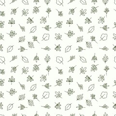 seamless pattern wild leaves with hand-drawn style