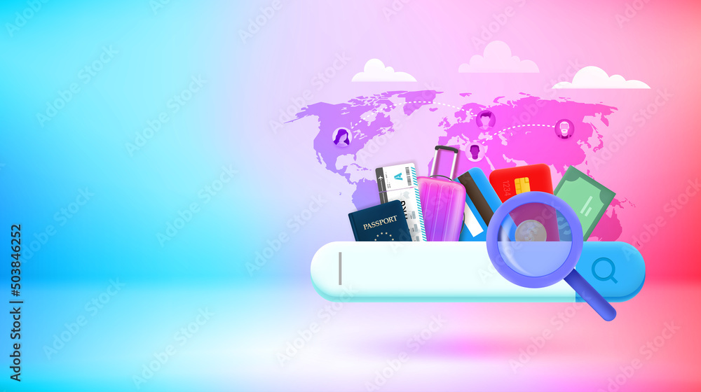 Poster searching country to immigratation. vector 3d banner with copy space