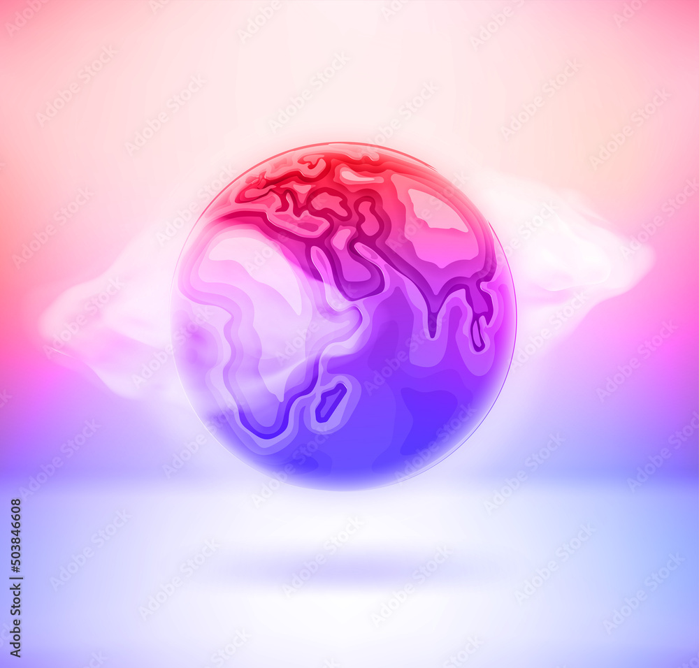 Aufkleber the earth and clouds with holographic effect. 3d vector illustration