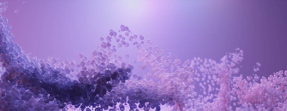 Purple Wallpaper with Contemporary, Suspended Bubbles. Pharmaceutical or Innovative Technology concept.