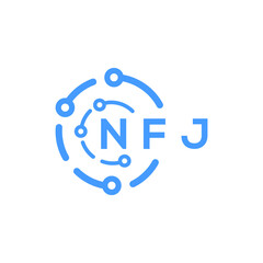 NFJ technology letter logo design on white  background. NFJ creative initials technology letter logo concept. NFJ technology letter design.
