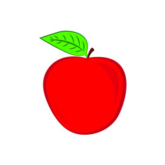 Red apple with leaf vector isolated. Fresh fruit icon.