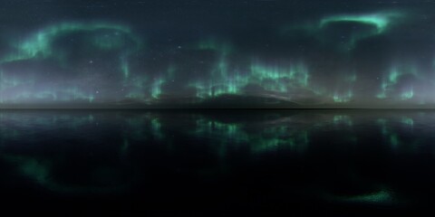 Fototapeta na wymiar HDRI - Ice terrain with Aurora Borealis on the sky 06