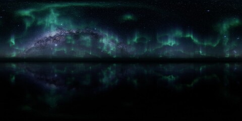 HDRI - Ice terrain with Aurora Borealis on the sky 05