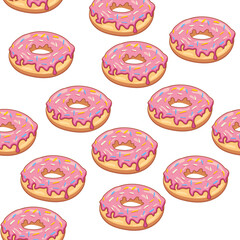 sweet summer seamless pattern with donuts vector illustration