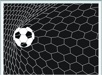 soccer ball in goal net