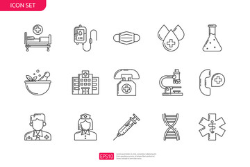 Medical and Health icon set. thin line stroke style