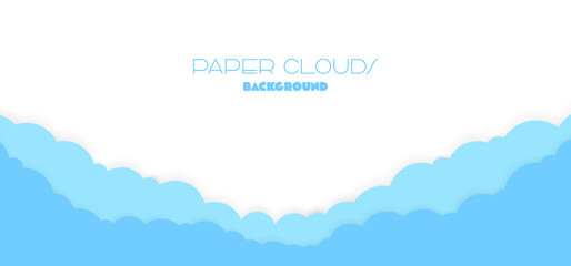 Fototapeta premium ペーパーカットの雲 ベクター素材