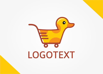 Duck Shopping Cart logo brand design template [vector]