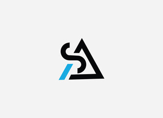 SA Letter Logo Design with Creative Modern Trendy Typography - obrazy, fototapety, plakaty
