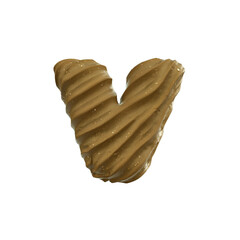 wet sand letter V - Small 3d beach font - Suitable for ocean, vacation or nature related subjects