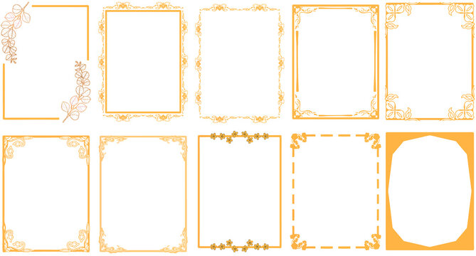 illustration of a set of golden frames. Suitable for element and background