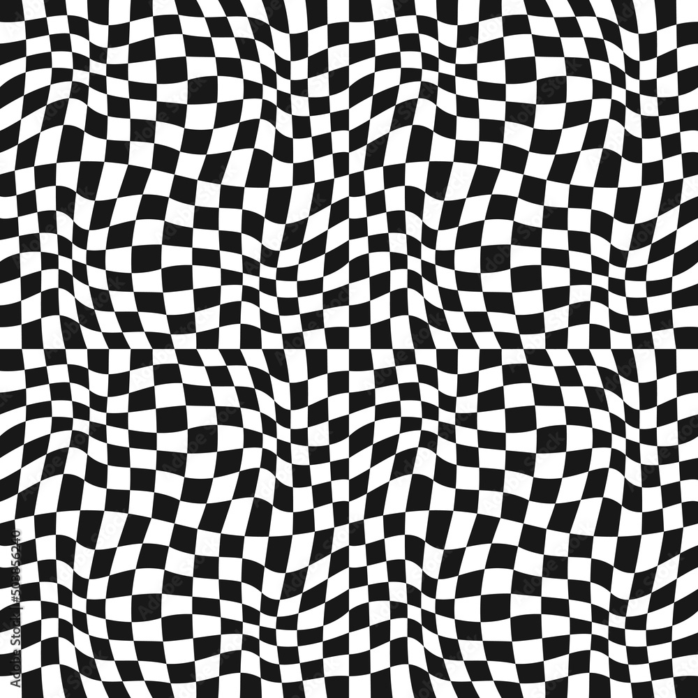 Aufkleber Checkerboard optical pattern. Vector chess pattern. Repeated black and white cells race flag.