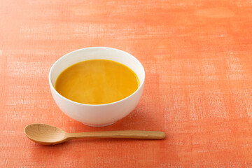 新鮮素材のかぼちゃのポタージュスープ