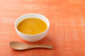 新鮮素材のかぼちゃのポタージュスープ