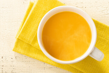 新鮮素材のかぼちゃのポタージュスープ