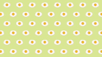 シンプルなかわいい目玉焼きのパターンのイラスト素材④卵料理　黄緑