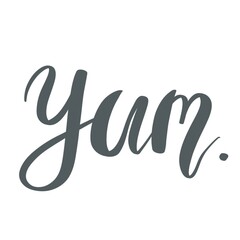 Yum Phrase Isolated On A White Background Hand Drawn Illustration	