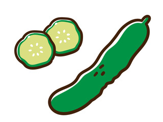 輪切りきゅうりのかわいい手書き風イラスト